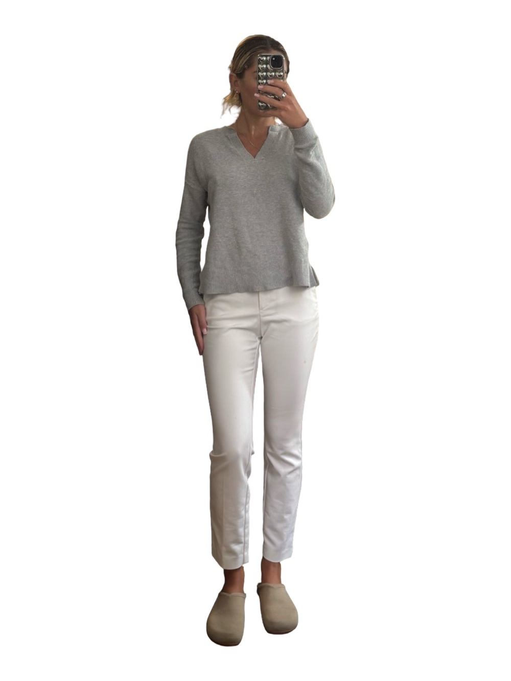 H&M White Slim Trousers